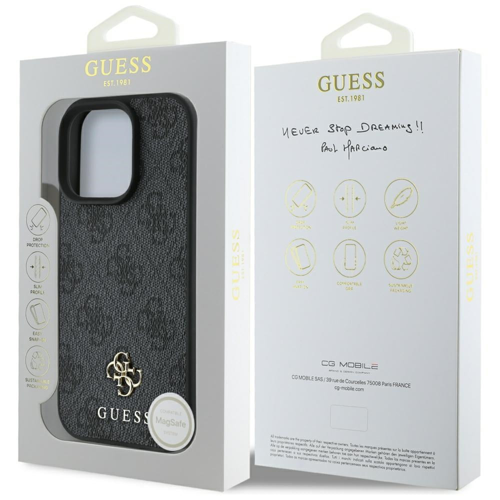 Futrola MagSafe za Apple iPhone 16 Pro Max, Guess, 4G Small and Classic Logo, Crna