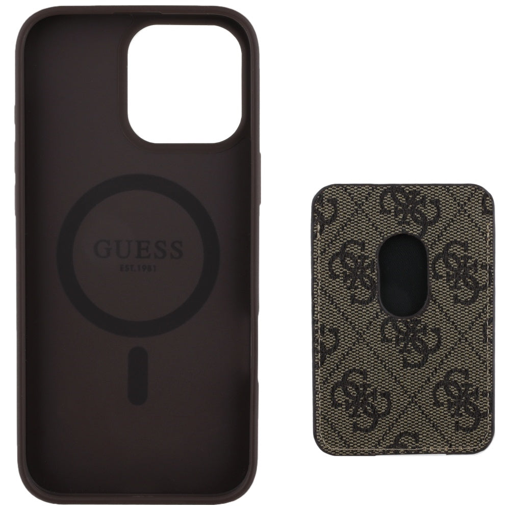 Futrola MagSafe za Apple iPhone 16 Pro Max, Guess, Cardslot 4G Stripes, Braon