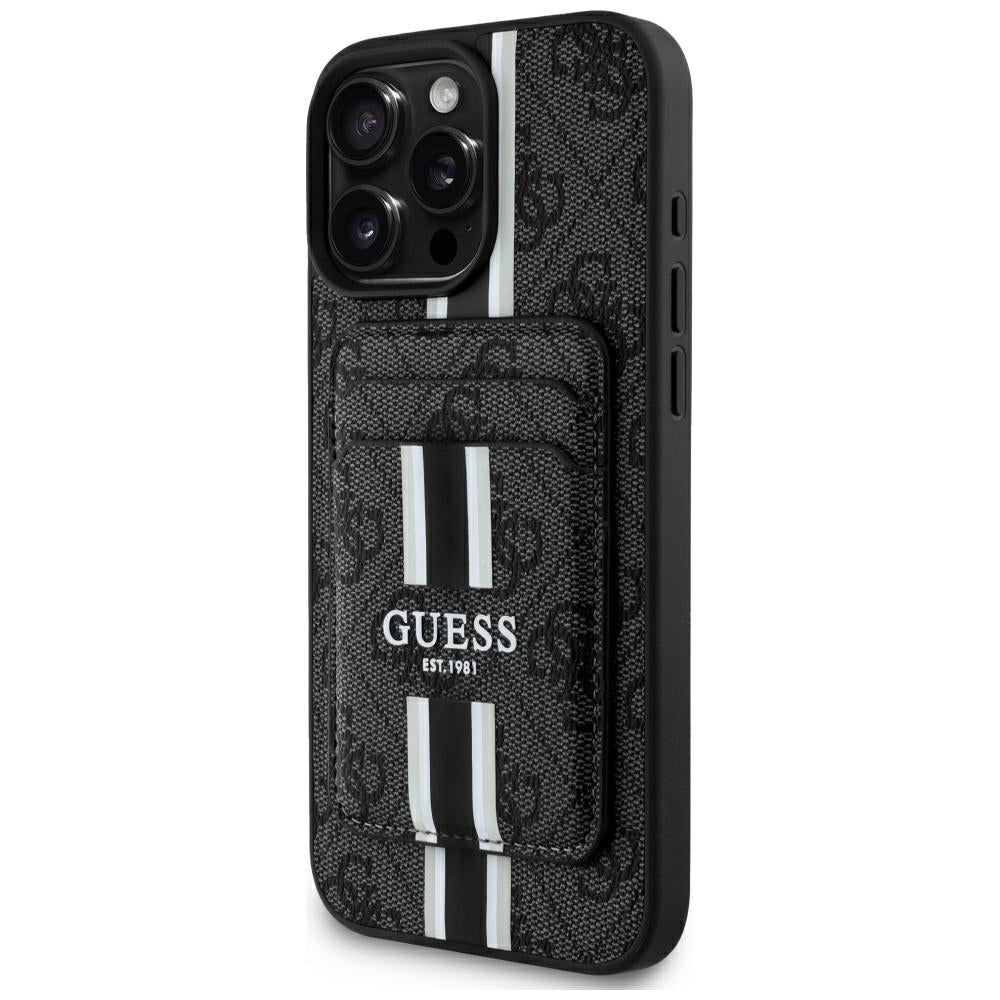 Futrola MagSafe za Apple iPhone 16 Pro Max, Guess, Cardslot 4G Stripes, Crna