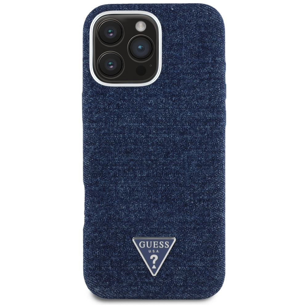 Futrola MagSafe za Apple iPhone 16 Pro Max, Guess, Denim Triangle Logo, Plava