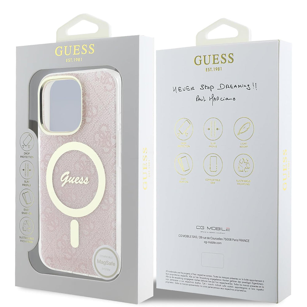 Futrola MagSafe za Apple iPhone 16 Pro Max, Guess, IML 4G, Roze