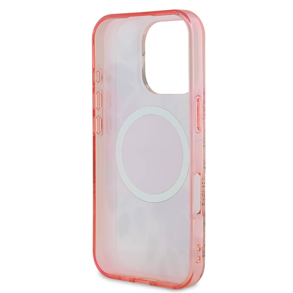 Futrola MagSafe za Apple iPhone 16 Pro Max, Guess, IML Flower & Tonal Circle, Roze