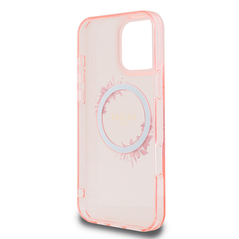 Futrola MagSafe za Apple iPhone 16 Pro Max, Guess, IML Flowers Wreath, Roze