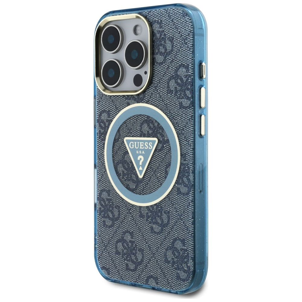 Futrola MagSafe za Apple iPhone 16 Pro Max, Guess, IML Glitter 4G Circle Triangle, Plava