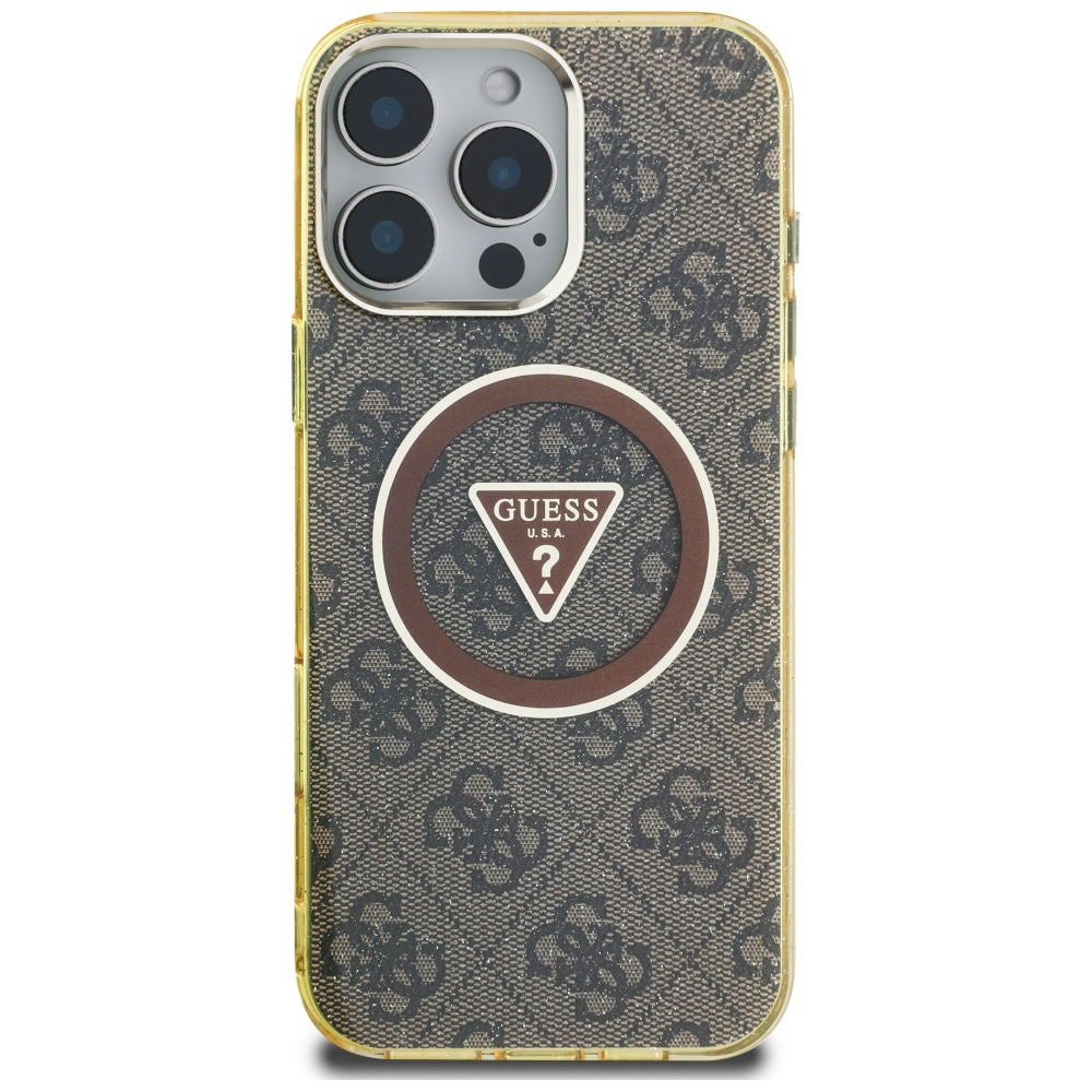 Futrola MagSafe za Apple iPhone 16 Pro Max, Guess, IML Glitter 4G Circle Triangle, Braon