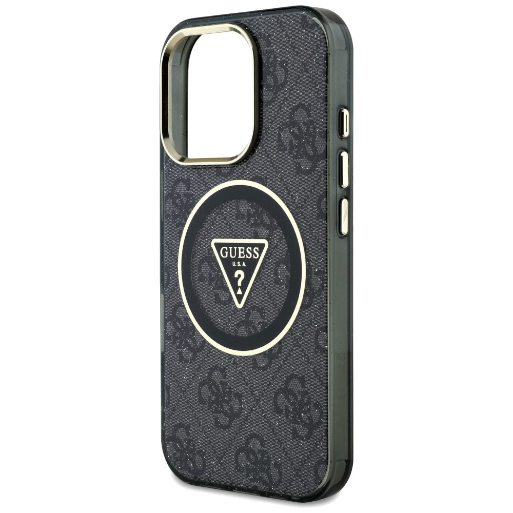 Futrola MagSafe za Apple iPhone 16 Pro Max, Guess, IML Glitter 4G Circle Triangle, Crna
