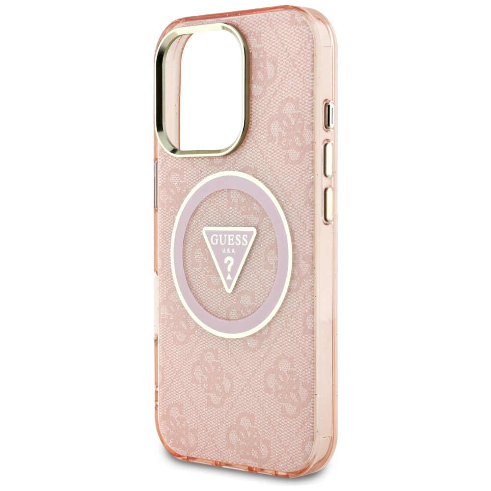 Futrola MagSafe za Apple iPhone 16 Pro Max, Guess, IML Glitter 4G Circle Triangle, Roze