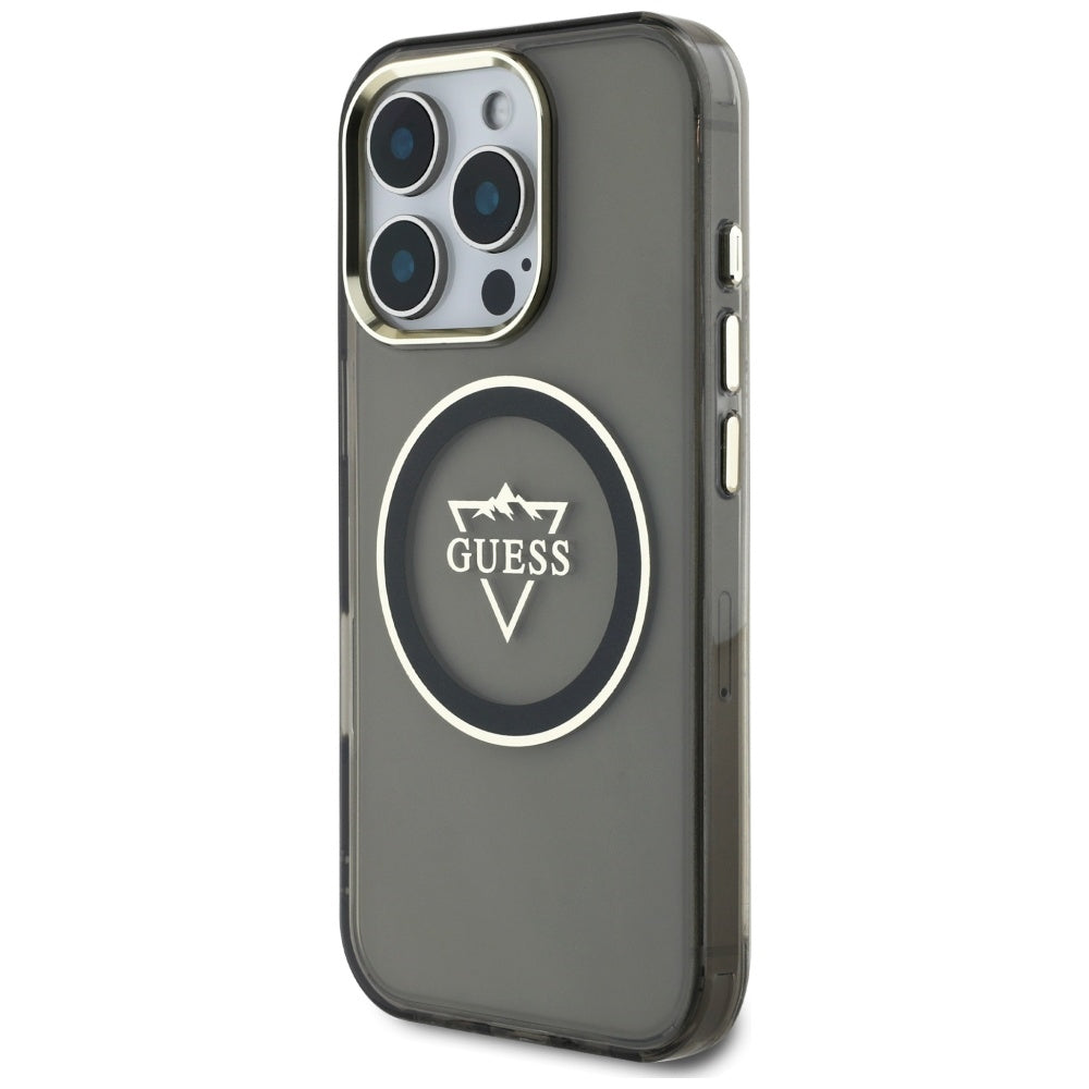 Futrola MagSafe za Apple iPhone 16 Pro Max, Guess, IML Metal Mountain Logo, Crna