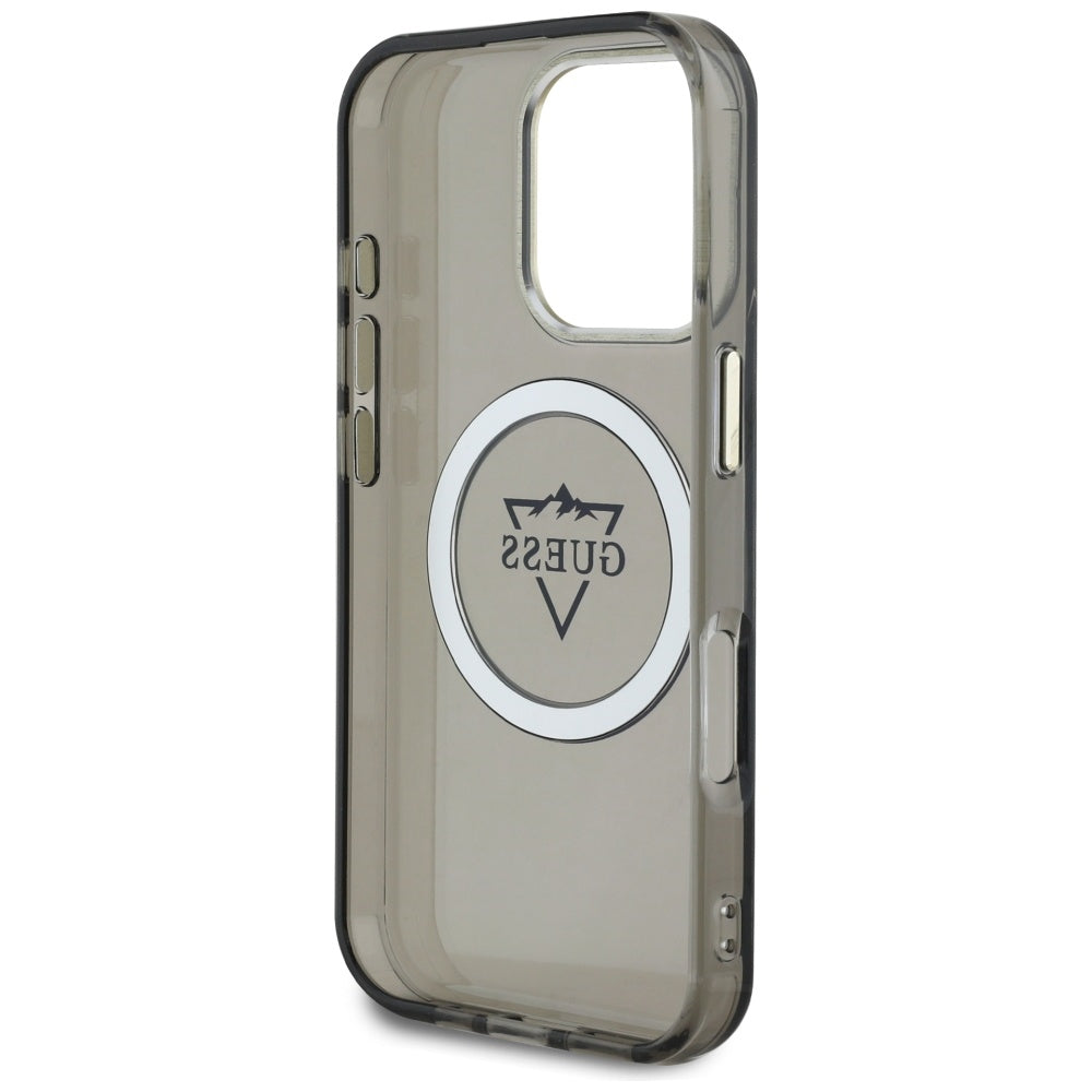 Futrola MagSafe za Apple iPhone 16 Pro Max, Guess, IML Metal Mountain Logo, Crna