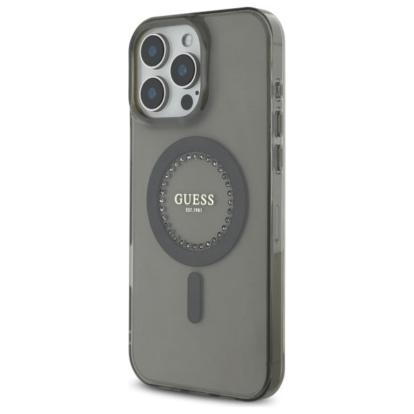 Futrola MagSafe za Apple iPhone 16 Pro Max, Guess, IML Rhinestone, Crna