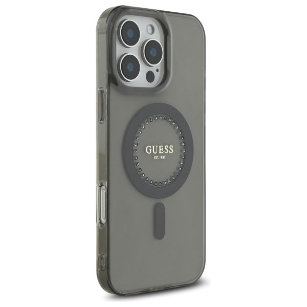Futrola MagSafe za Apple iPhone 16 Pro Max, Guess, IML Rhinestone, Crna