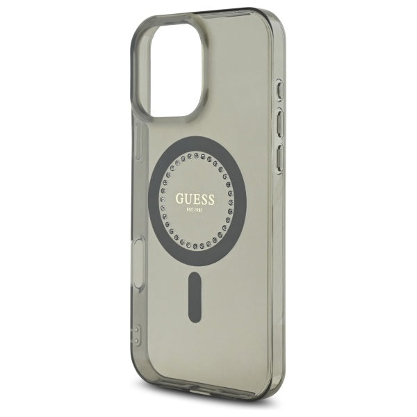 Futrola MagSafe za Apple iPhone 16 Pro Max, Guess, IML Rhinestone, Crna