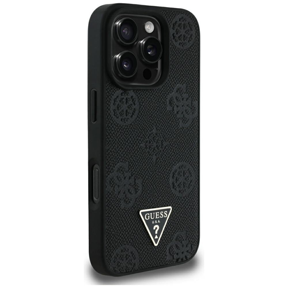 Futrola MagSafe za Apple iPhone 16 Pro Max, Guess, Peony Grained Hot Stamp Triangle, Crna