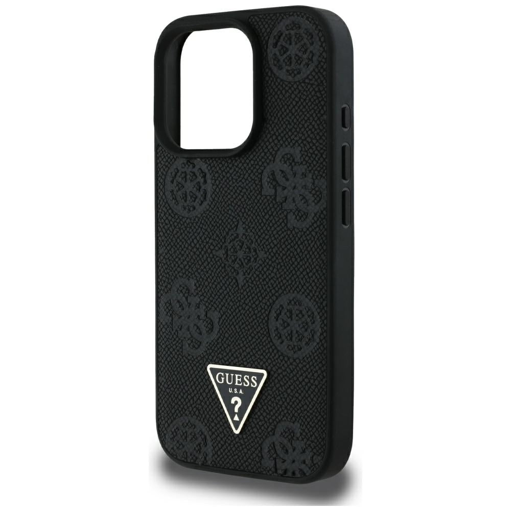 Futrola MagSafe za Apple iPhone 16 Pro Max, Guess, Peony Grained Hot Stamp Triangle, Crna