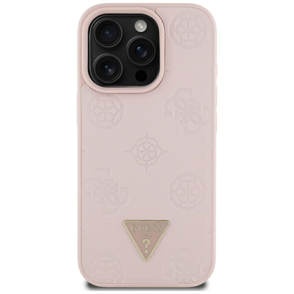 Futrola MagSafe za Apple iPhone 16 Pro Max, Guess, Peony Grained Hot Stamp Triangle, Roze