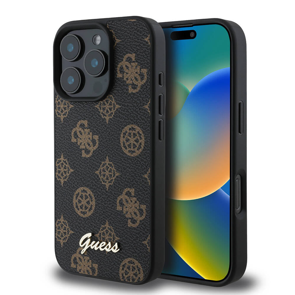 Futrola MagSafe za Apple iPhone 16 Pro Max, Guess, Peony Script, Crna