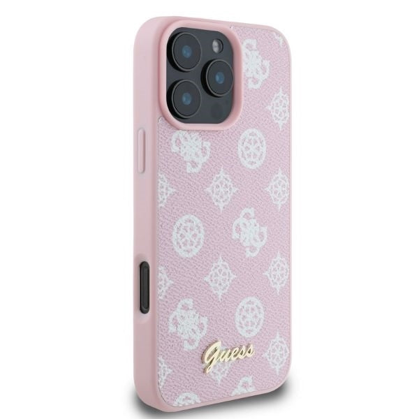 Husa MagSafe za Apple iPhone 16 Pro Max, Guess, Peony Script, Roze