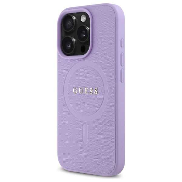 Futrola MagSafe za Apple iPhone 16 Pro Max, Guess, Saffiano, Ljubičasta
