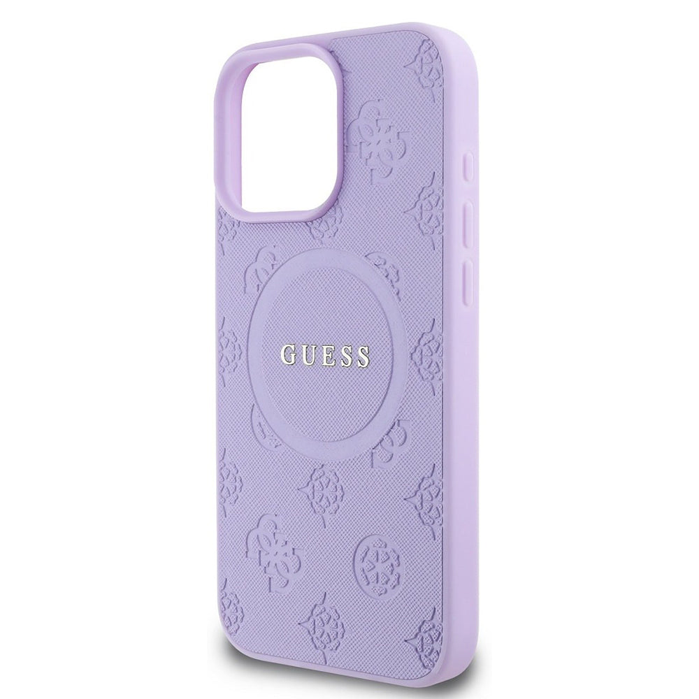 Futrola MagSafe za Apple iPhone 16 Pro Max, Guess, Saffiano Peony Classic Logo, Ljubičasta