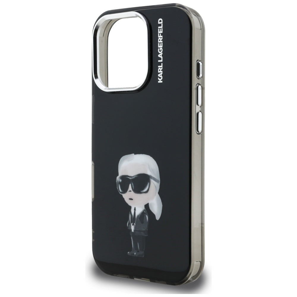 Husa MagSafe za Apple iPhone 16 Pro Max, Karl Lagerfeld, IML Aquarelle Logo Karl, Crna
