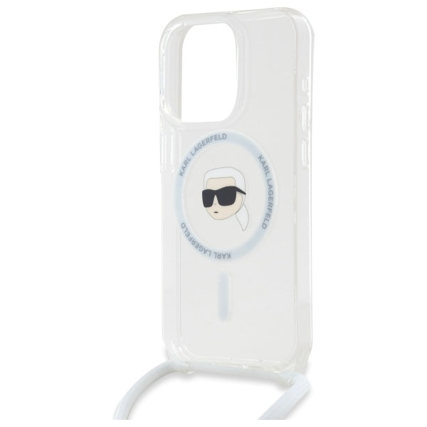 Futrola MagSafe za Apple iPhone 16 Pro Max, Karl Lagerfeld, IML Crossbody Karl's Head, Transparentna