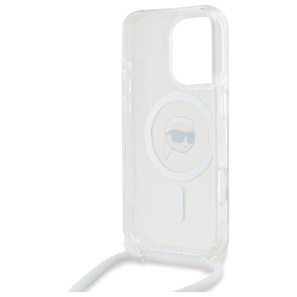 Futrola MagSafe za Apple iPhone 16 Pro Max, Karl Lagerfeld, IML Crossbody Karl's Head, Transparentna