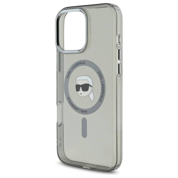 Futrola MagSafe za Apple iPhone 16 Pro Max, Karl Lagerfeld, IML Metal Karl's Head, Crna