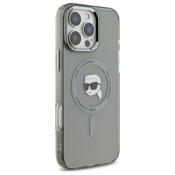Futrola MagSafe za Apple iPhone 16 Pro Max, Karl Lagerfeld, IML Metal Karl's Head, Crna