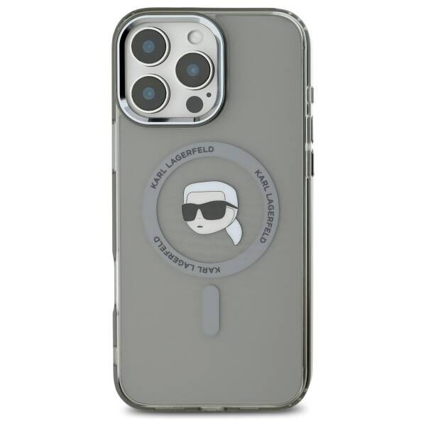 Futrola MagSafe za Apple iPhone 16 Pro Max, Karl Lagerfeld, IML Metal Karl's Head, Crna
