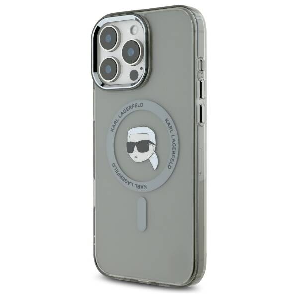 Futrola MagSafe za Apple iPhone 16 Pro Max, Karl Lagerfeld, IML Metal Karl's Head, Crna