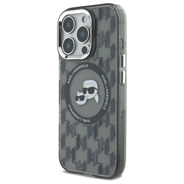 Futrola MagSafe za Apple iPhone 16 Pro Max, Karl Lagerfeld, IML Monogram Karl & Choupette's Heads, Crna
