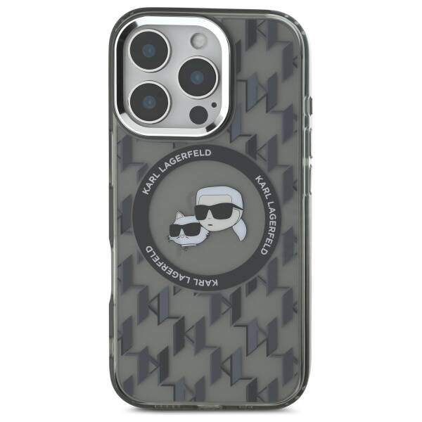 Futrola MagSafe za Apple iPhone 16 Pro Max, Karl Lagerfeld, IML Monogram Karl & Choupette's Heads, Crna