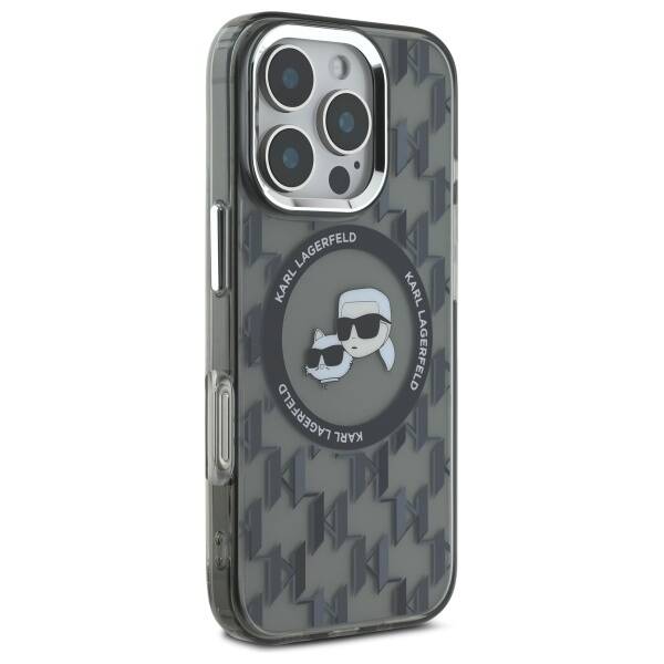 Futrola MagSafe za Apple iPhone 16 Pro Max, Karl Lagerfeld, IML Monogram Karl & Choupette's Heads, Crna