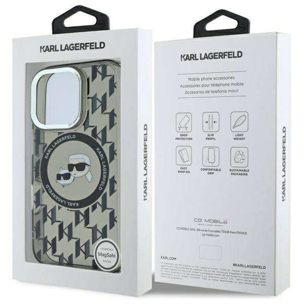 Futrola MagSafe za Apple iPhone 16 Pro Max, Karl Lagerfeld, IML Monogram Karl & Choupette's Heads, Crna