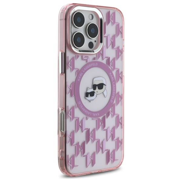 Futrola MagSafe za Apple iPhone 16 Pro Max, Karl Lagerfeld, IML Monogram Karl & Choupette's Heads, Roze