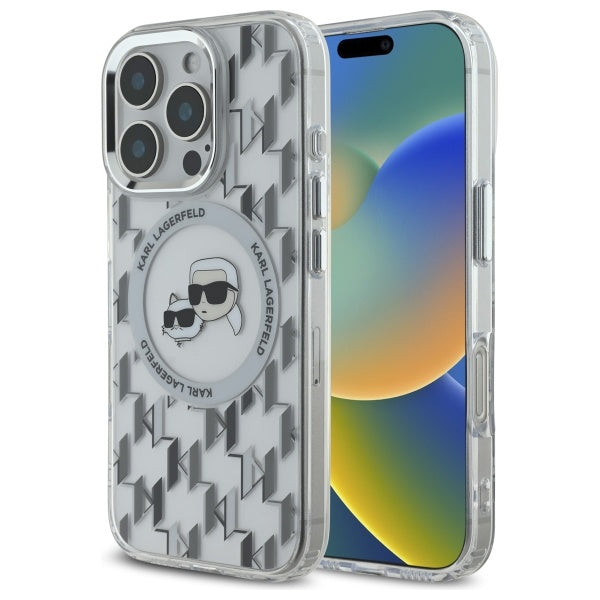 Futrola MagSafe za Apple iPhone 16 Pro Max, Karl Lagerfeld, IML Monogram Karl & Choupette's Heads, Transparentna
