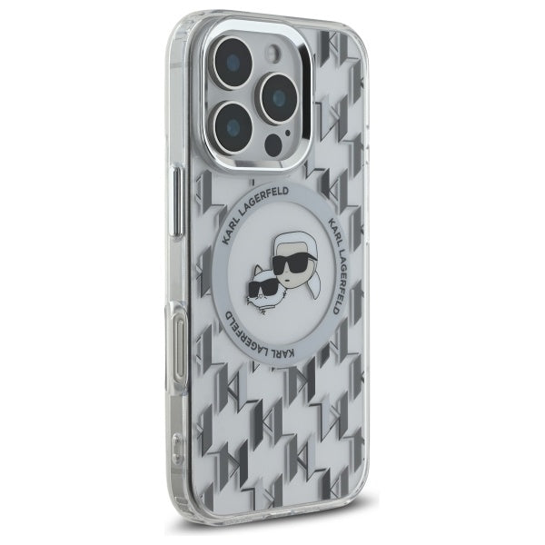 Futrola MagSafe za Apple iPhone 16 Pro Max, Karl Lagerfeld, IML Monogram Karl & Choupette's Heads, Transparentna