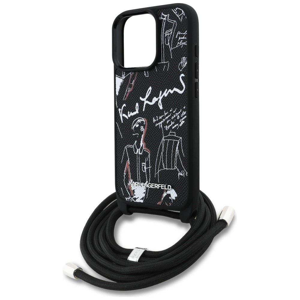 Futrola MagSafe za Apple iPhone 16 Pro Max, Karl Lagerfeld, Saffiano Crossbody, Crna