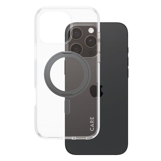 Futrola MagSafe za Apple iPhone 16 Pro Max, PanzerGlass, sa opcijom postolja, Crna Transparentna