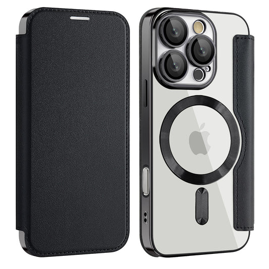 MagSafe futrola za Apple iPhone 16 Pro Max, Techsuit, SmartMag Book, Crna