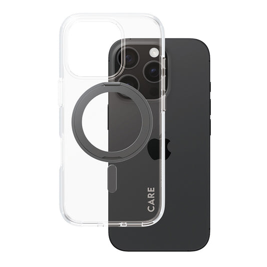 Futrola MagSafe za Apple iPhone 16 Pro, PanzerGlass, Care Feature Kickstand, Crna Transparentna