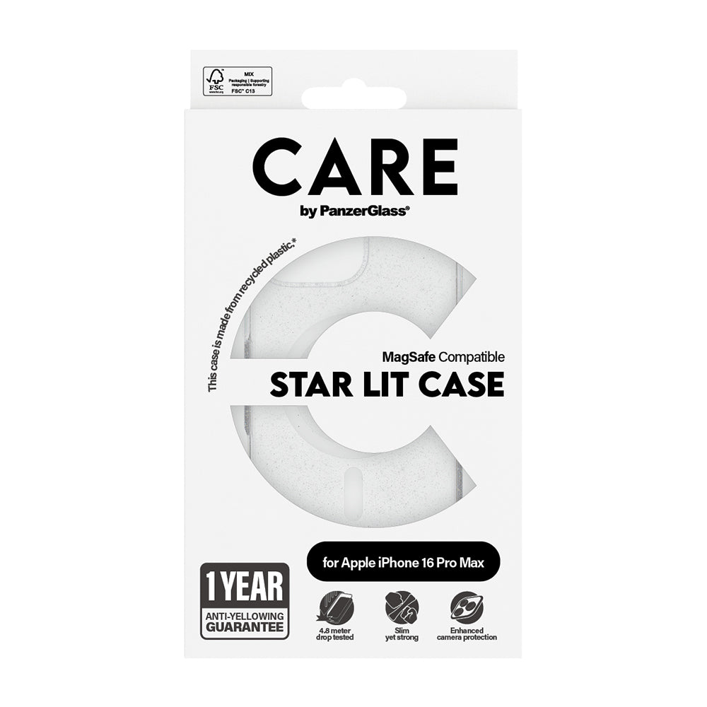 Futrola MagSafe za Apple iPhone 16 Pro, PanzerGlass, Care Urban Combat Star Lit, Transparentna Bela