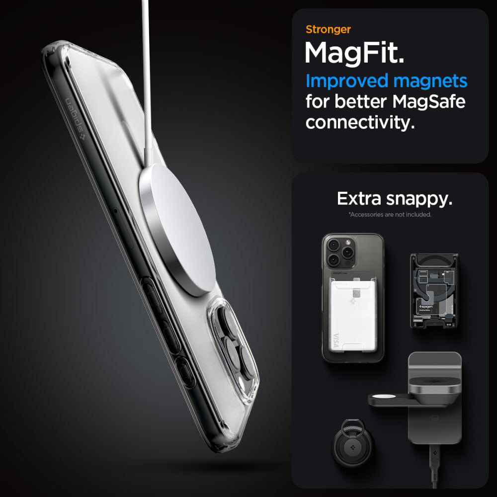 Husa MagSafe za Apple iPhone 16 Pro, Spigen, Ultra Hybrid, Satinirano Transparentna ACS08133