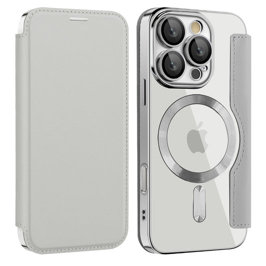 MagSafe futrola za Apple iPhone 16 Pro, Techsuit, SmartMag Book, Siva