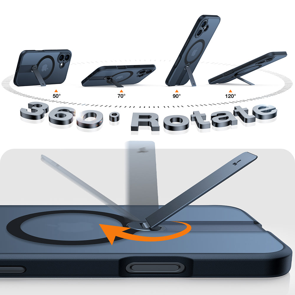 Futrola MagSafe za Apple iPhone 16, Torras, Pstand Spin, Crna
