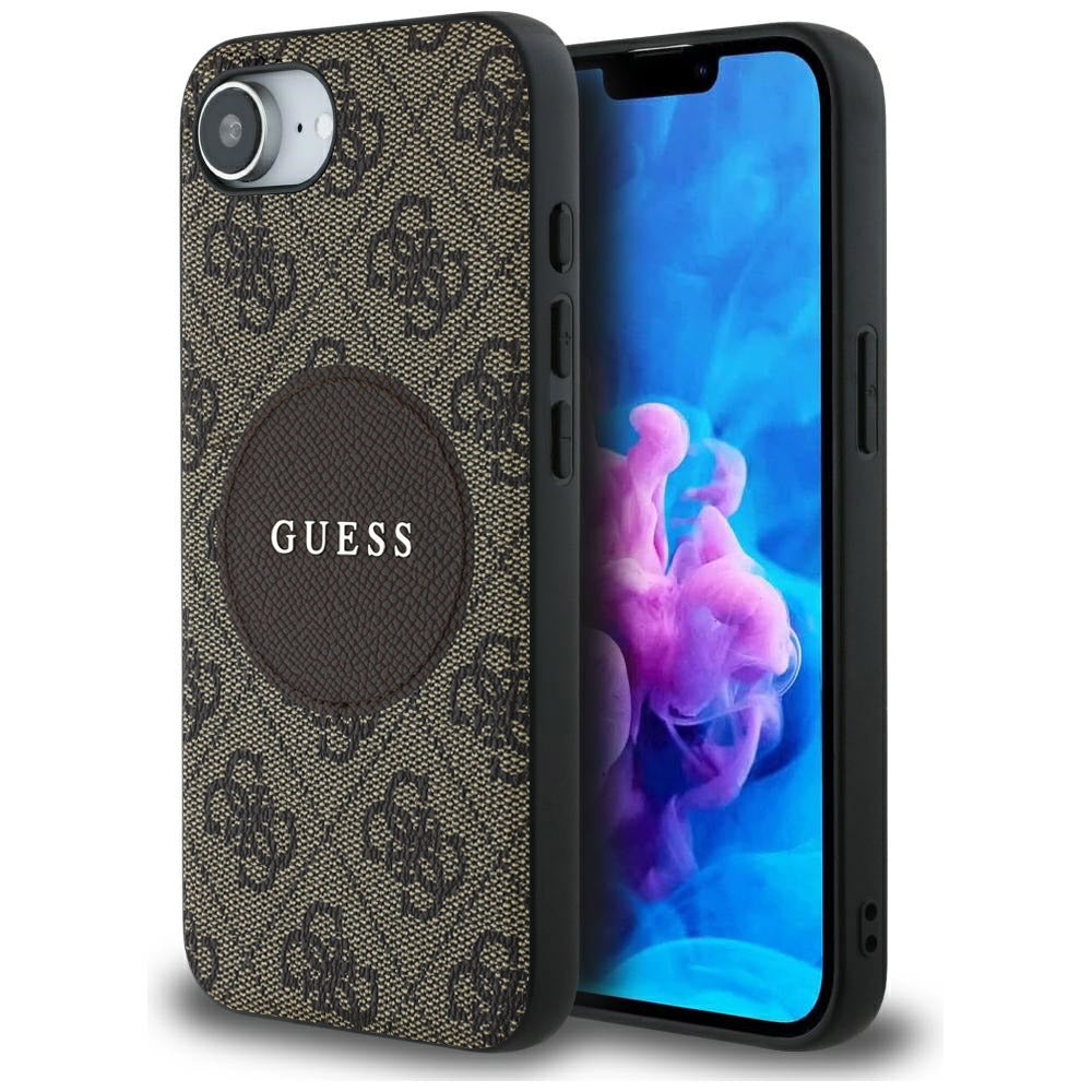 Futrola MagSafe za Apple iPhone 17e / 16e, Guess, 4G Circle Classic Logo, Braon