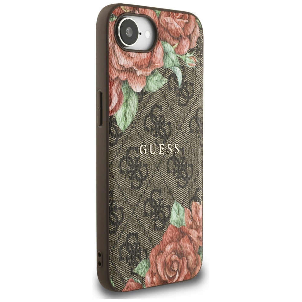 Futrola MagSafe za Apple iPhone 17e / 16e, Guess, 4G Flowers Print, Braon