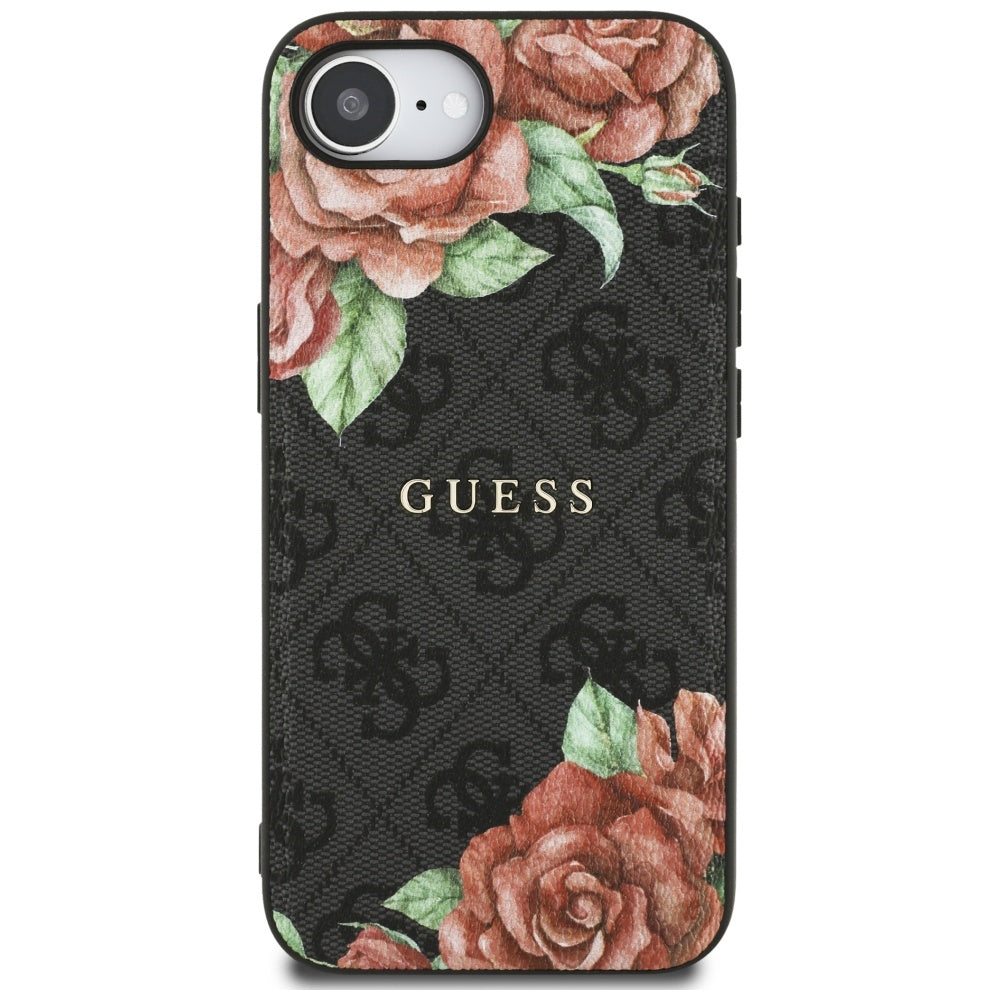 Husa MagSafe za Apple iPhone 17e / 16e, Guess, 4G Flowers Print, Crna
