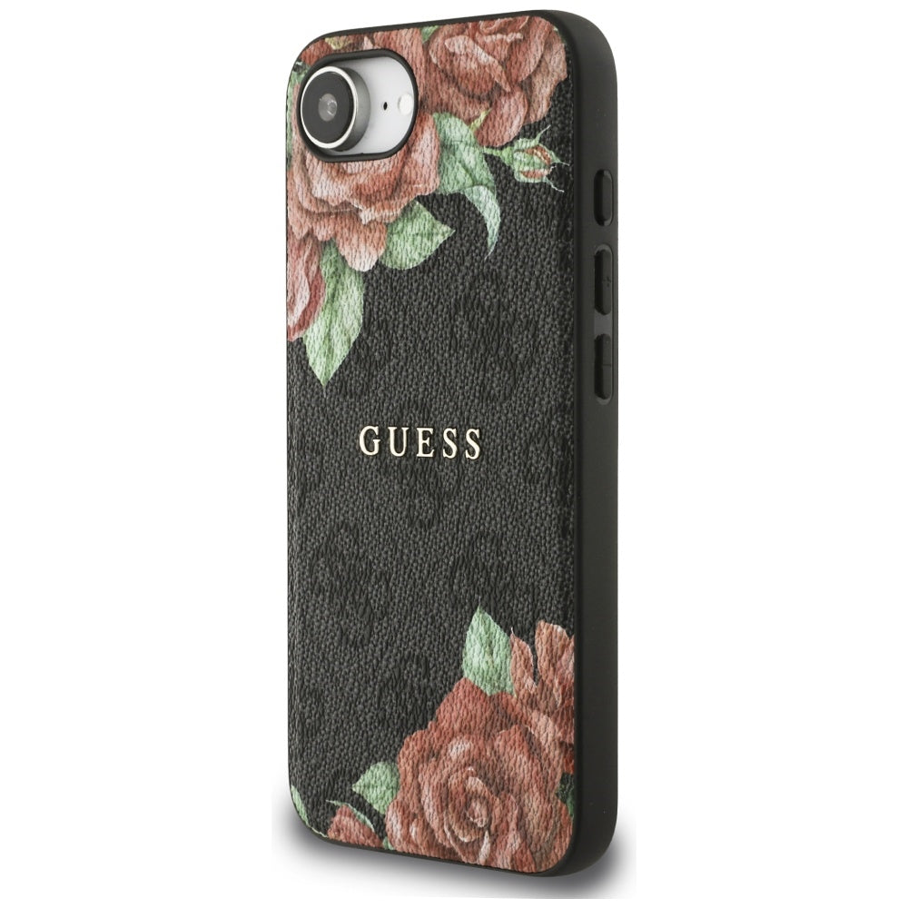 Husa MagSafe za Apple iPhone 17e / 16e, Guess, 4G Flowers Print, Crna