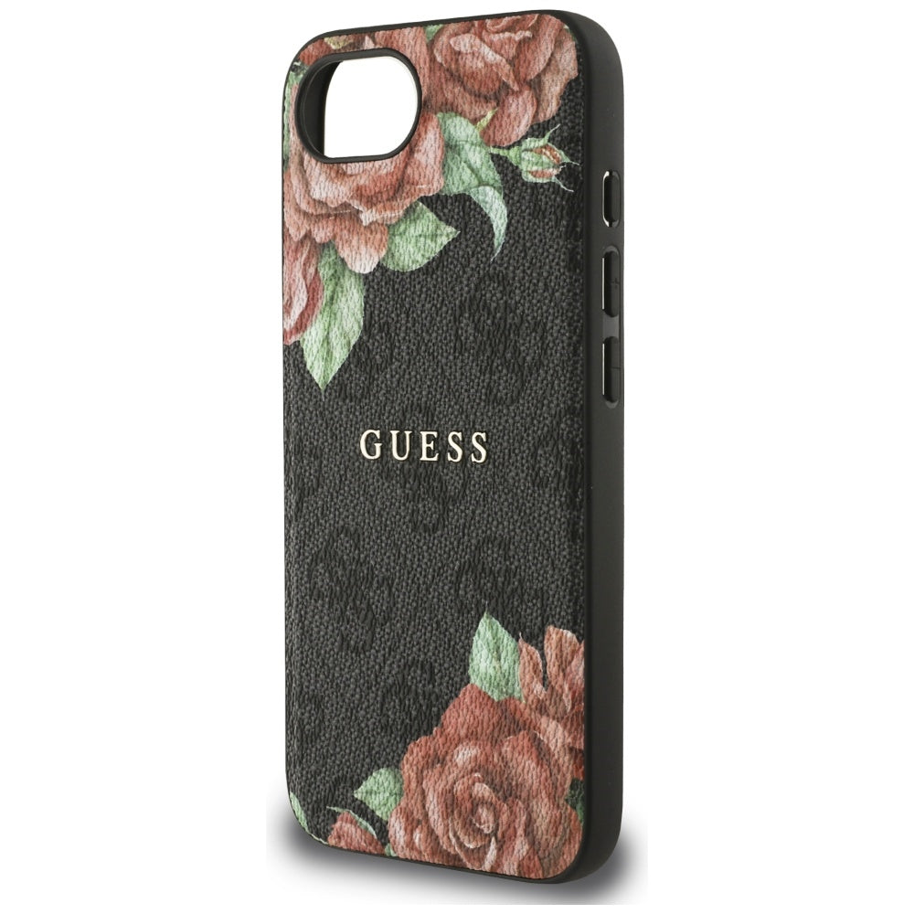 Husa MagSafe za Apple iPhone 17e / 16e, Guess, 4G Flowers Print, Crna